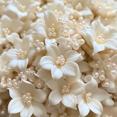 Delicate White Flowers Adorned With Pearls