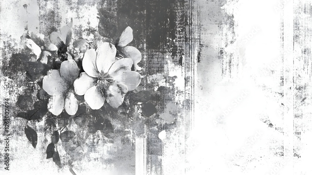 Poster abstract background with delicate pink floral petals and elegant botanical elements vintage style de