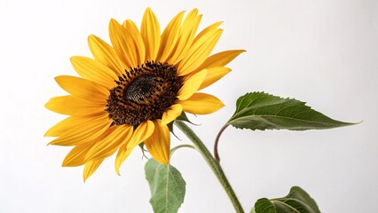 Naklejka premium Bright Yellow Sunflower on White Background