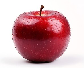 Red apple, water droplets, white background, healthy food (25)
