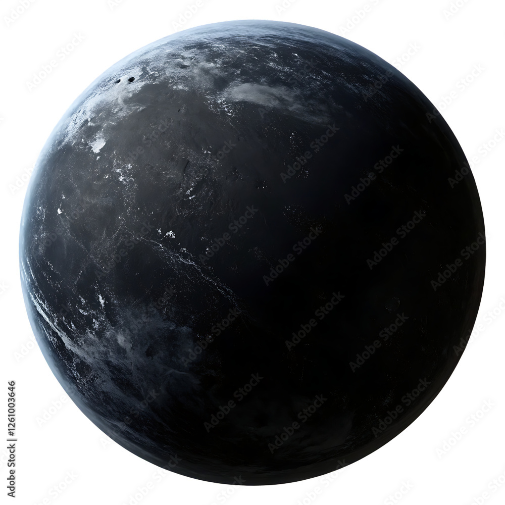 Wall mural mysterious black planet absorbing light isolated on transparent background