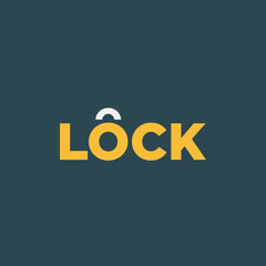 Vector lock minimal text logo design