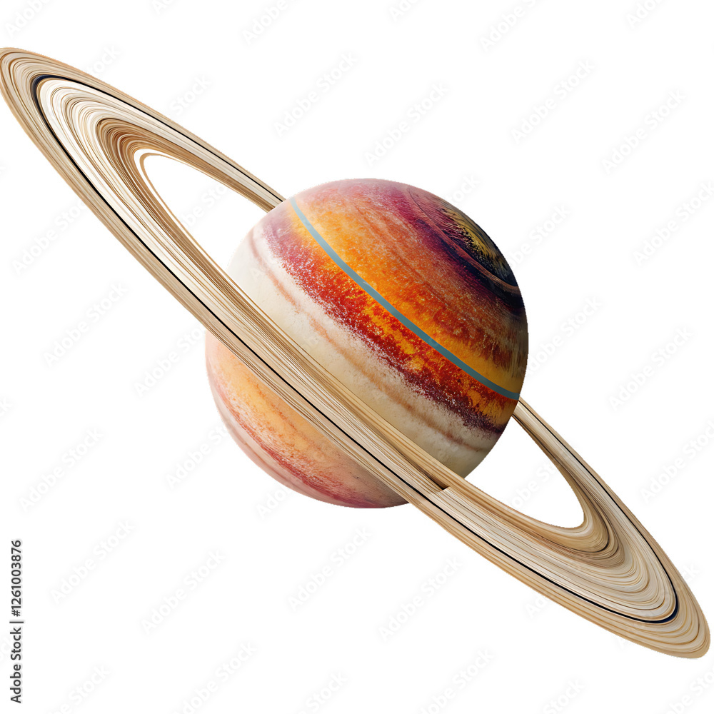 Wall mural planet with multiple rings isolated on transparent background