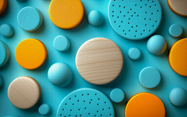 Colorful Circular Shapes on a Blue Background