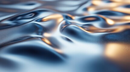 Abstract Blue And Gold Liquid Metal Surface