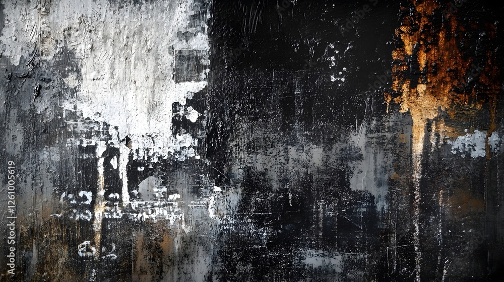 Poster aged and weathered grunge textured abstract background with dramatic moody lighting paint splash eff
