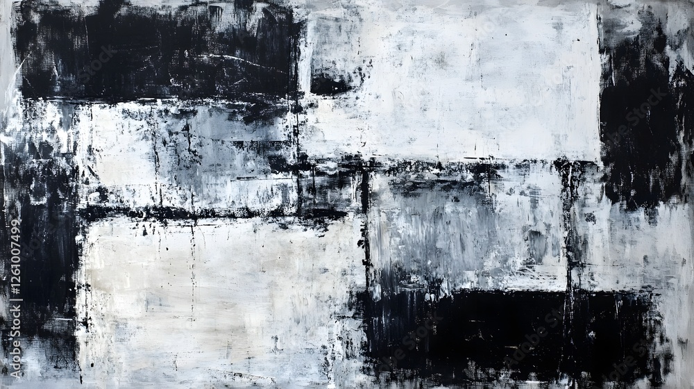 Aufkleber an expressive abstract painting featuring bold black white and gray brush strokes that create a mood