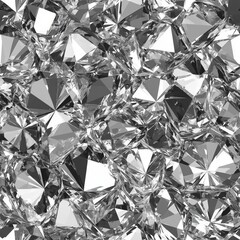 Sparkling array of brilliant cut diamonds reflecting light in monochrome palette