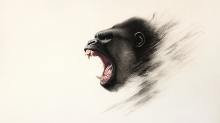 Gorilla roar showing raw primal energy