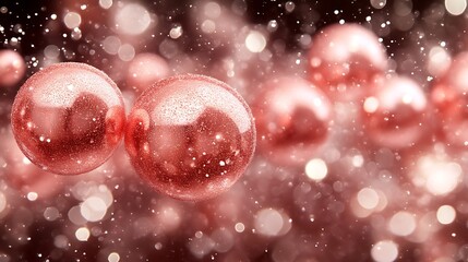 Rose Gold Christmas Ornaments Sparkling Background