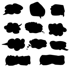 Collection of speech bubble fill black line symbol. Vector element.
