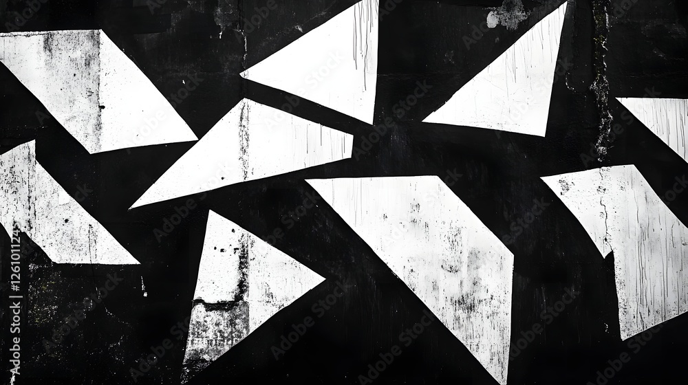 Poster bold abstract monochromatic triangular graphic design art piece backdrop with sharp contrasting geom