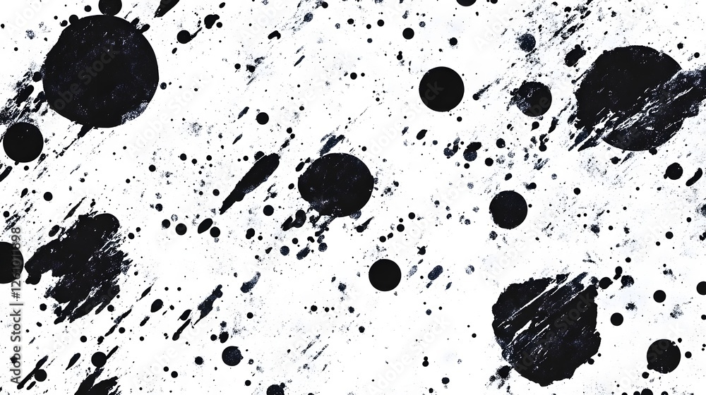 Aufkleber Captivating abstract background featuring a mesmerizing blend of monochrome paint splatters dripping brushstrokes and chaotic ink blots  This dynamic grungy texture exudes a sense of energy
