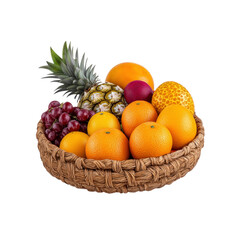 Vibrant Fruit Basket A Colorful Collection of Fresh Pineapple, Oranges, Grapefruit, and Grapes