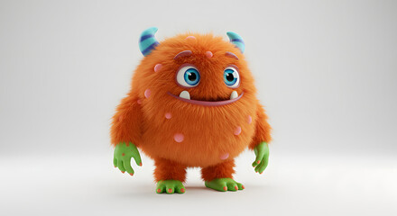 A tiny monster in a white environement