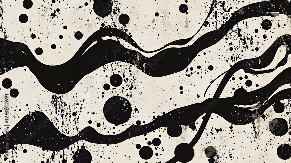 Fototapete Dynamic Monochromatic Fluid Art Abstract with Splatter Pattern   Creative Experimental Ink or Paint Splash Texture Background for Digital Design Wallpaper Artwork