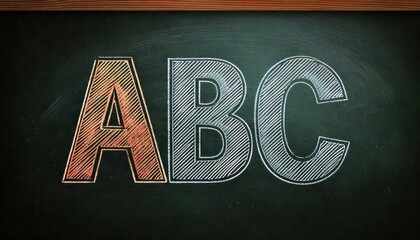 Chalk-drawn ABC letters on a blackboard, symbolizing education, learning, and literacy in a classroom or school setting.