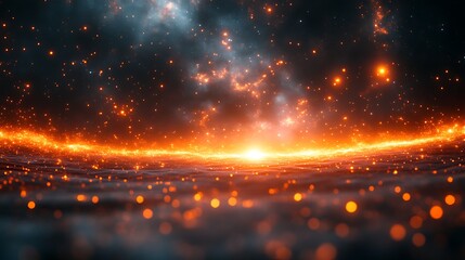 Fiery Embers Glow Across a Dark Cosmic Plane