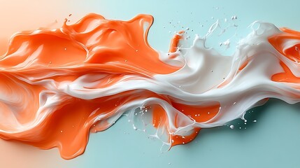 Orange and White Liquid Swirling Abstract Design
