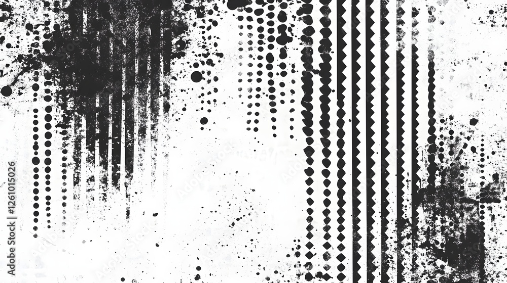Poster Energetic abstract monochrome paint splatter background with chaotic dripping shapes irregular patterns and textured grunge elements  Creative freehand brush stroke composition for modern stylish