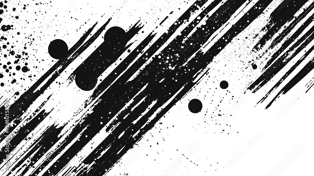 Poster Energetic Abstract Splash Effect with Vibrant Monochrome Brush Strokes and Drips  Dynamic movement power