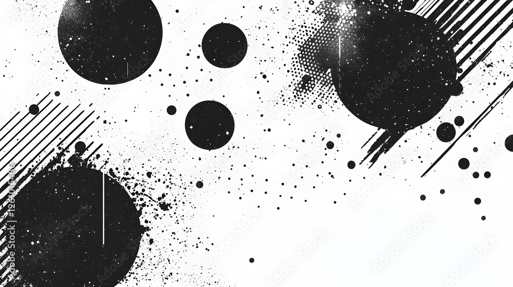 Poster Energetic and dynamic abstract art background with monochrome paint splatter drips and grunge like textures  Captivating abstract design with bold contrasting patterns and shapes creating a striking