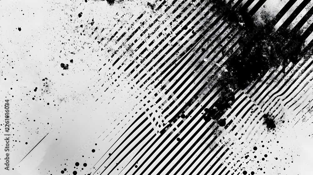 Poster Energetic monochrome abstract background with bold ink splashes chaotic brush strokes and dynamic splatters creating a visually striking freeform texture