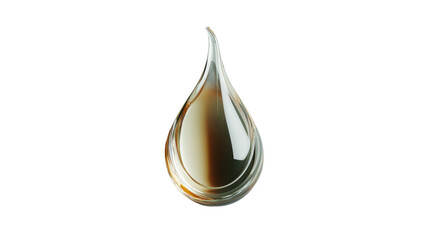 Shiny drop of motor oil falling down with transparent background