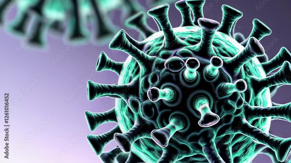 Aufkleber microscopic scientific visualization revealing virus cells multiplying, displaying intricate cellula