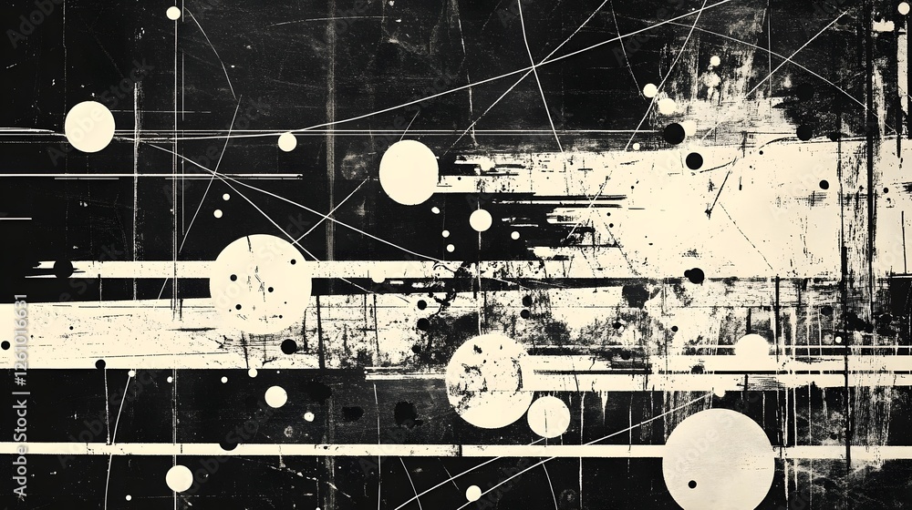 Poster Enigmatic Geometrical Interplay in Monochrome Minimalism   Captivating abstract background with dynamic lines shapes and contrasting black and white elements