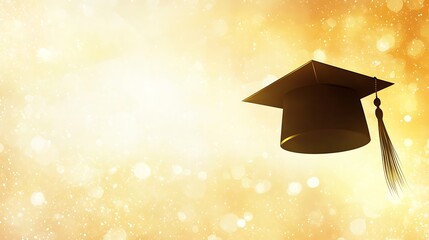 Graduation cap against a golden bokeh background