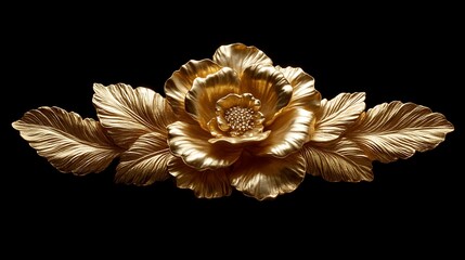 Gold Flower Decor Ornamental Wall Art Piece