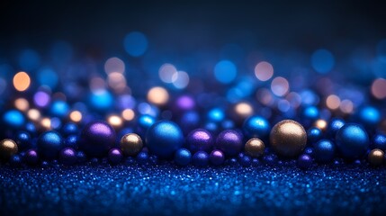 Festive Blue Gold Purple Glitter Christmas Balls