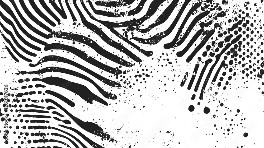 Aufkleber Expressive Abstract Monochrome Textured Wallpaper with Dynamic Linear Geometric Shapes and Patterns  Minimal Contemporary and Visually Striking Design with a Grungy Distressed and Glitch like Effect