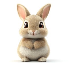 Obraz premium Cute bunny sitting, white background, Easter card