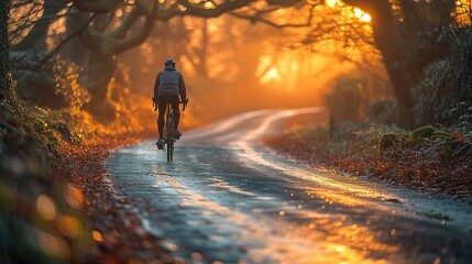 Realistic high-resolution photography illustrating the unhurried pace of a leisurely bike ride through picturesque countryside lanes, where every turn reveals breathtaking vistas and the freedom to ex