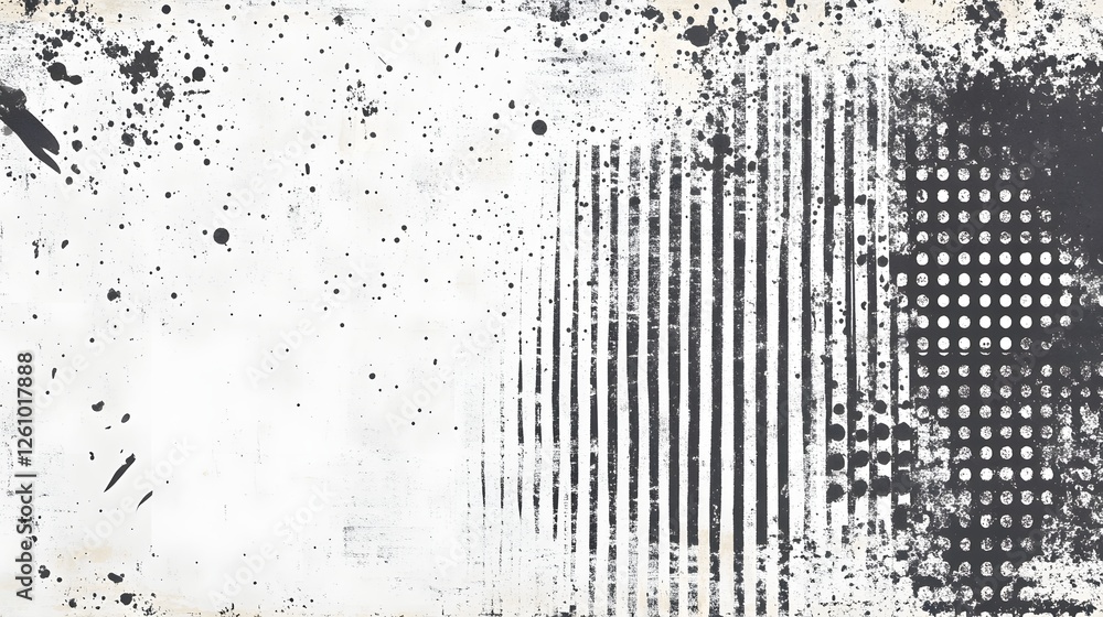 Aufkleber Expressive black and white abstract grunge texture with dynamic paint splatter grungy splash effect and geometric modern pattern  Minimalist contemporary background design