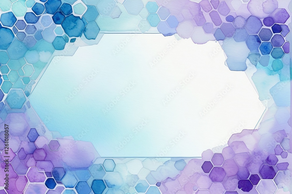 Poster colorful hexagonal frame with watercolor texture for background use