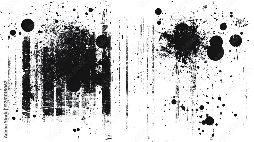 Fototapete expressive monochrome abstract painting with a dynamic composition of dramatic ink splatters drips a