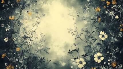 Artistic Floral Composition Featuring Delicate Blooms and Greenery
