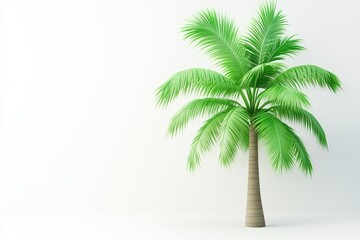 Obraz premium Vibrant Green Palm Tree Isolated Background Nature Illustration Minimalist Design Front View Tropical Concept