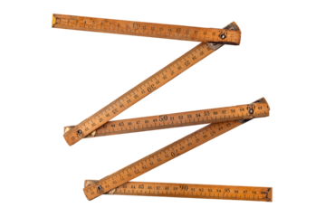 Carpentry folding wooden ruler isolated