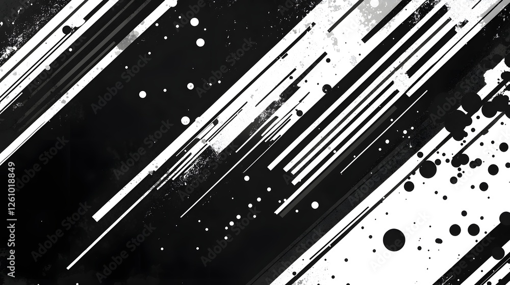 Poster Futuristic abstract background with dynamic black and white motion blur effects glowing lighting trails and flowing particle elements