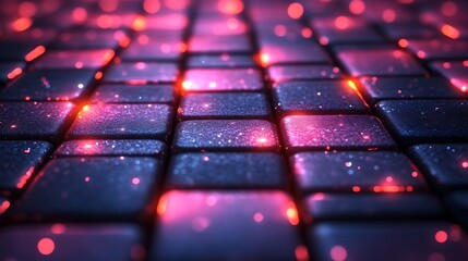Glowing Grid Dark Surface Illuminated Blocks