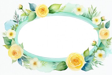Obraz premium Elegant Floral Frame with Yellow Roses and Soft Watercolor Accents
