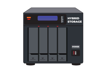 Obraz premium Hybrid Storage vectors, Hosted Storage, Mobility Solutions, and Disaster Recovery, representing innovative technology and artificial intelligence concepts. This design symbolizes the advancement.