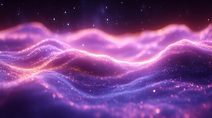 Glittering Purple Cosmic Waves Across a Dark Sky