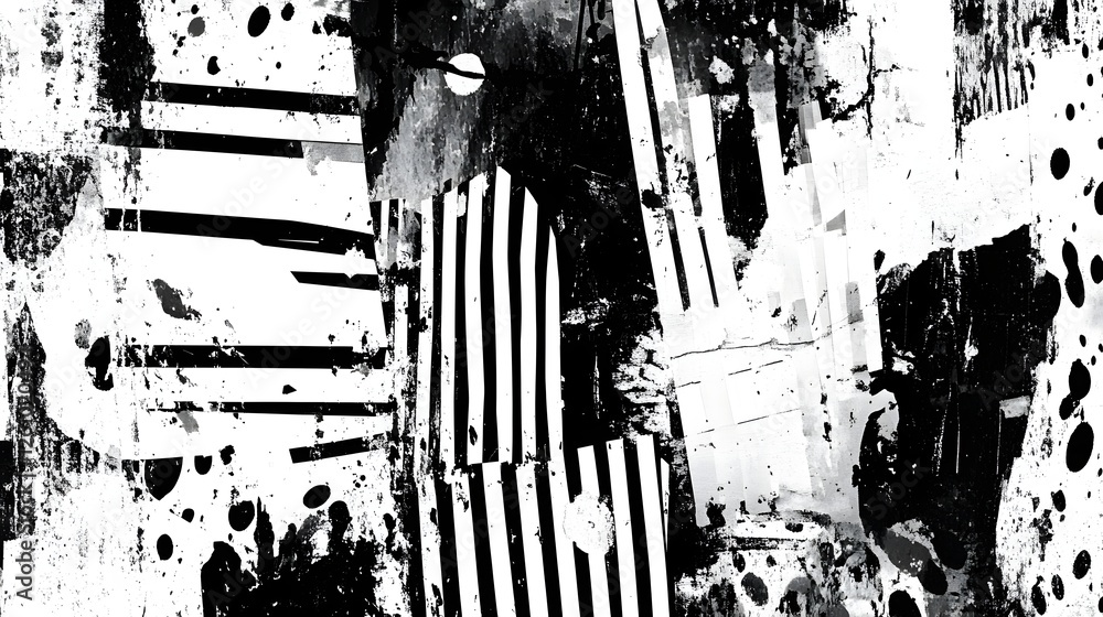 Aufkleber grungy black and white abstract paint splatter textured background dramatic moody and expressive gru