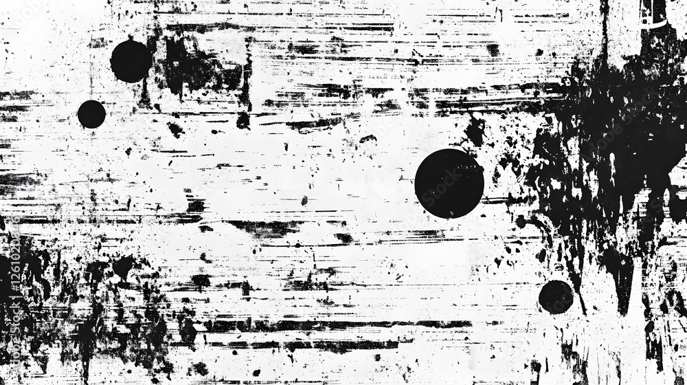 Aufkleber Grungy monochrome abstract background with distressed vintage inspired textured brush strokes splatters and scratches  Versatile grunge texture suitable for various design media