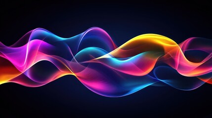 Obraz premium Abstract colorful waves flowing, dark background, energy concept, website banner